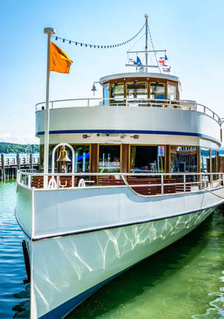 old paddle steamer at a lakeの写真素材