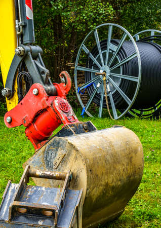 shovel excavator at a construction siteの写真素材