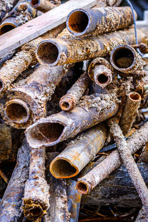 tubes at a construction site - photoの写真素材