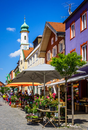 Murnau am Staffelsee, Germany - June 2: historic buildings at the old town of Murnau am Staffelsee on June 2, 2020のeditorial素材