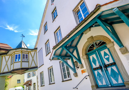 Isny, Germany - August 6: Famous old town with historic buildings of Isny im Allgau on August 6, 2020のeditorial素材