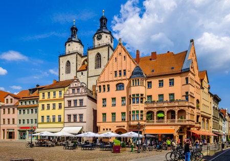 Wittenberg, Germany - June 17: famous old town with historic buildings in Wittenberg on June 17, 2020のeditorial素材