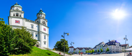 Kempten, Germany - August 5: Famous historic buildings at the old town of Kempten im Allgau on August 5, 2020のeditorial素材