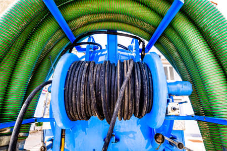 cable drum at a construction siteの写真素材
