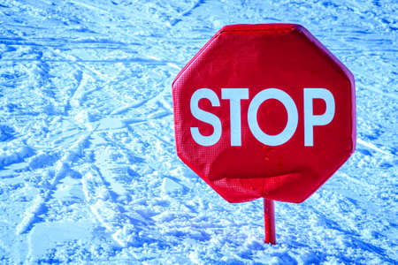 stop sign at a ski area - photo