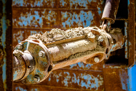 road construction site - new tubes and cablesの写真素材