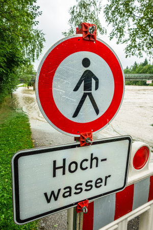 security barrier at a river because of highwater - translation: highwaterの写真素材