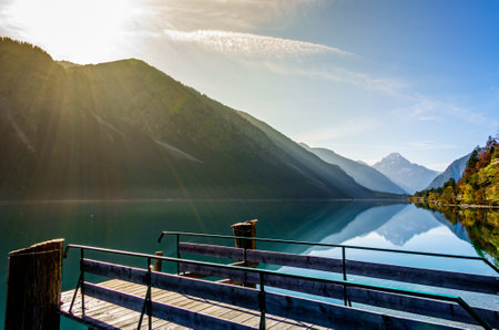 famous Plansee in Austria in autumnの写真素材