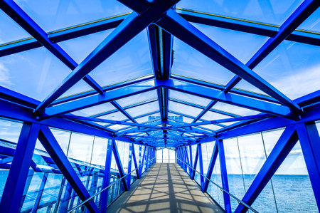 new metal bridge at a forest - photoの写真素材