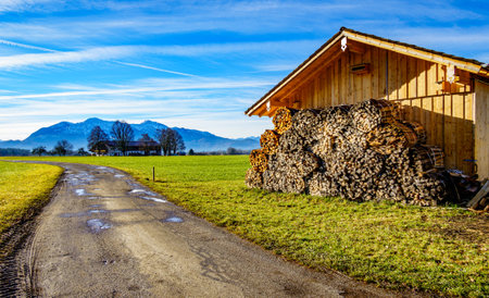 old country road at the european alps - photoの写真素材