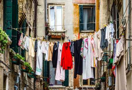 drying clothes in italy - photoの写真素材