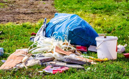garbage at a street - photoの写真素材