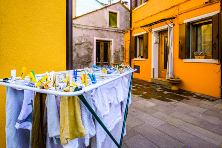 drying clothes in italy - photoの写真素材