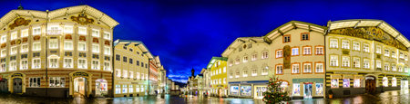 Bad Toelz, Germany - December 13: decoration at the famous christmas market between the old facades in the old town on December 13, 2020 in Bad Toelzのeditorial素材