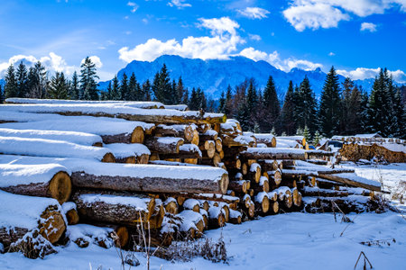 Karwendel and Wetterstein Mountains at Wallgau - Bavaria - germanyの写真素材