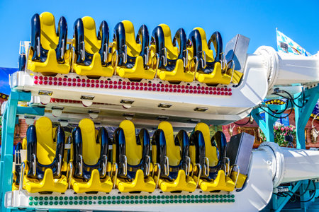 Munich, Germany - September 12: Parts of a typical Oktoberfest carousel on a truck for transportion in munich on September 12, 2018のeditorial素材
