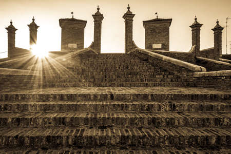 famous historic trepponti bridge in Comacchio - italy