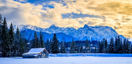 Karwendel and Wetterstein Mountains at Wallgau - Bavaria - germanyのeditorial素材