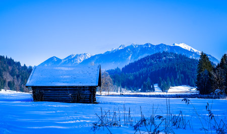 Karwendel and Wetterstein Mountains at Wallgau - Bavaria - germanyのeditorial素材