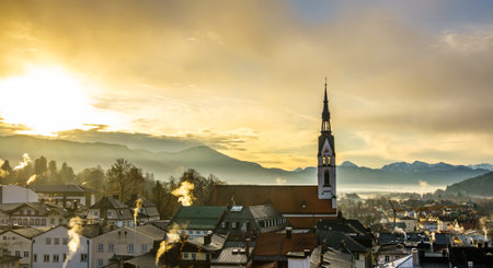 famous old town of Bad Tolz - Bavaria, Germanyの写真素材