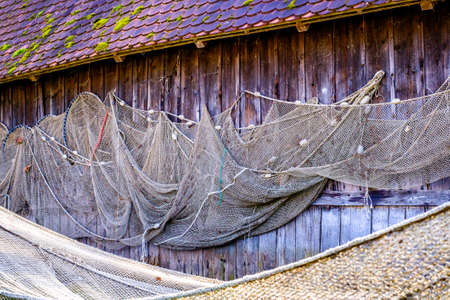 old fishing net at a harbor