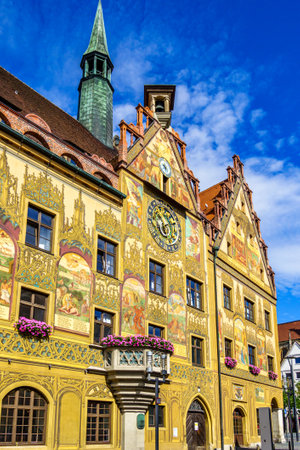 Ulm, Germany - July 5: famous historic facades at the old town of Ulm in Germany on July 5, 2020のeditorial素材