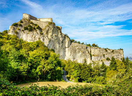 old town of San Leo in Italyのeditorial素材