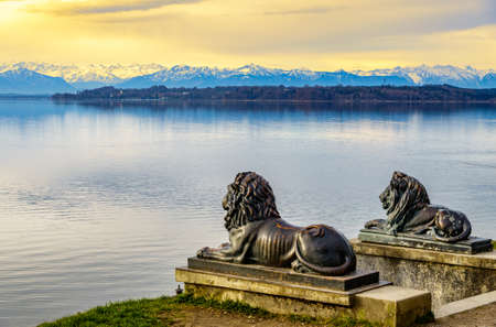 landscape at the lake starnberg - tutzing - germanyの写真素材