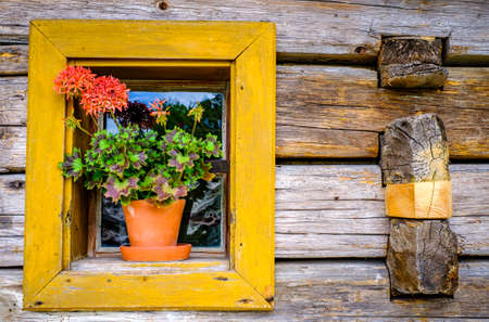 old wooden window at a farmの写真素材