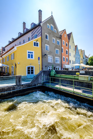 Landsberg, Germany - July 21: historic buildings at the old town of Landsberg am Lech on July 21, 2021のeditorial素材