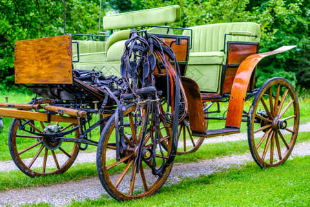 old wooden coach at a farmの写真素材
