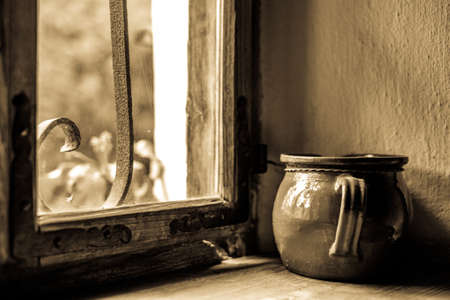 old wooden window at a farmの写真素材