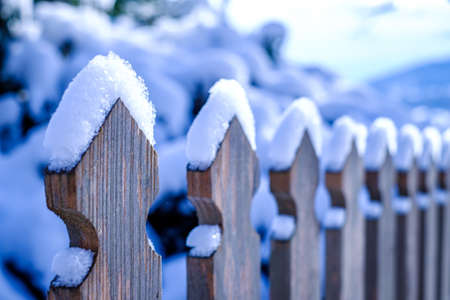 old wooden fence - close upの写真素材