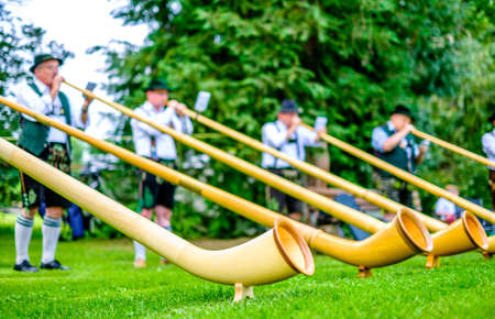 typical old alphorn instrument - photoの写真素材