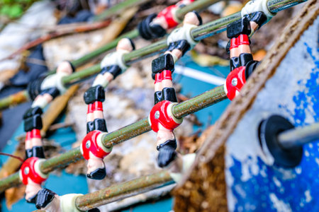 old damaged table soccer - foosball - photoの写真素材