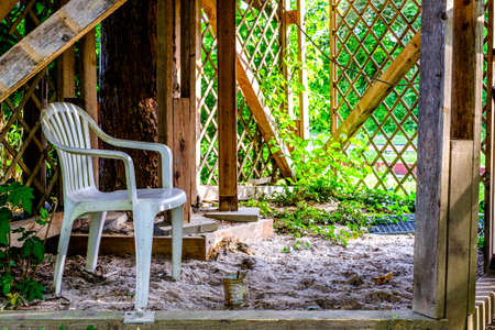 nice chairs at a ruin parkの写真素材