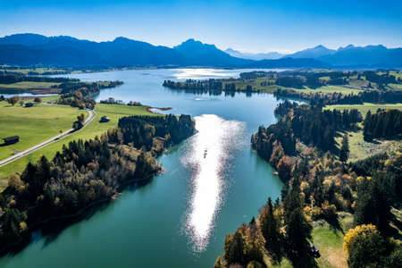 Lake Forggensee near Fuessen - germanyの写真素材