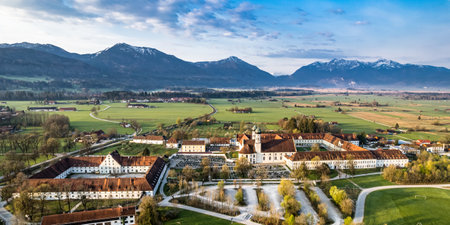 famous benediktbeuern monastery in bavaria - germanyのeditorial素材