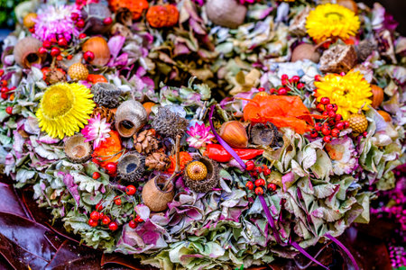 typical rustic flower wreath - photoの写真素材