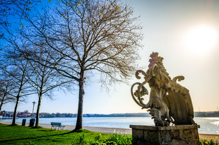landscape and old town of Starnberg - lake Starnberg - bavariaの写真素材