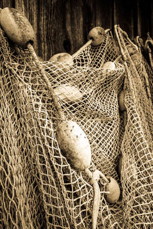 old fishing net at a harbor