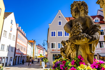 Weilheim, Germany - June 22: historic buildings at the old town of Weilheim in Oberbayern on June 22, 2021のeditorial素材