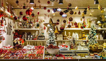 Salzburg, Austria - November 23: sales hut at the christmas market in Salzburg on November 23, 2016のeditorial素材