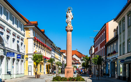 Murnau, Germany - September 5: historic buildings at the old town of Murnau am Staffelsee on September 5, 2021のeditorial素材
