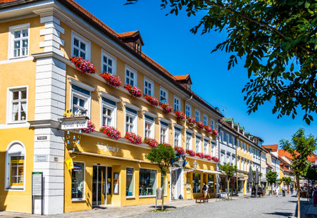 Murnau, Germany - September 5: historic buildings at the old town of Murnau am Staffelsee on September 5, 2021のeditorial素材