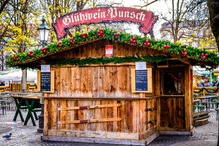Munich, Germany - December 1: closed huts at the christmas market in cause of Covid19 in munich on December 1, 2021のeditorial素材