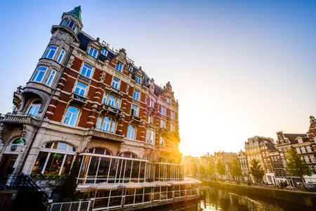 Amsterdam, Netherlands - October 9: historic buildings and canals at the old town of Amsterdam on October 9, 2021のeditorial素材