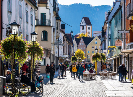 Fuessen, Germany - October 23: historic buildings at the old town of Fuessen on October 23, 2021のeditorial素材