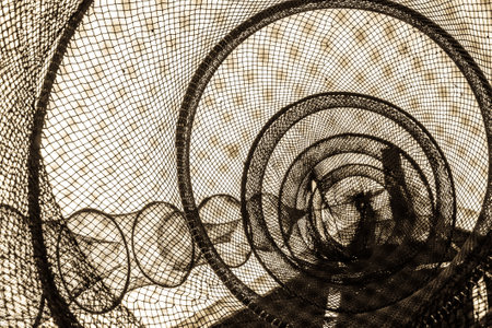 old fishing net at a harbor
