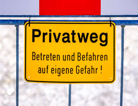 private way sign in germany - translation: private wayの写真素材